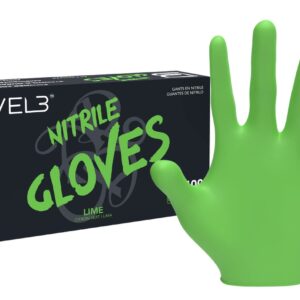 L3VEL3 PROFESSIONAL NITRILE GLOVES - LIME GREEN LARGE