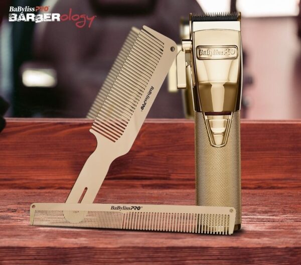 BABYLISS GOLD CLIPPER & METAL COMB SET