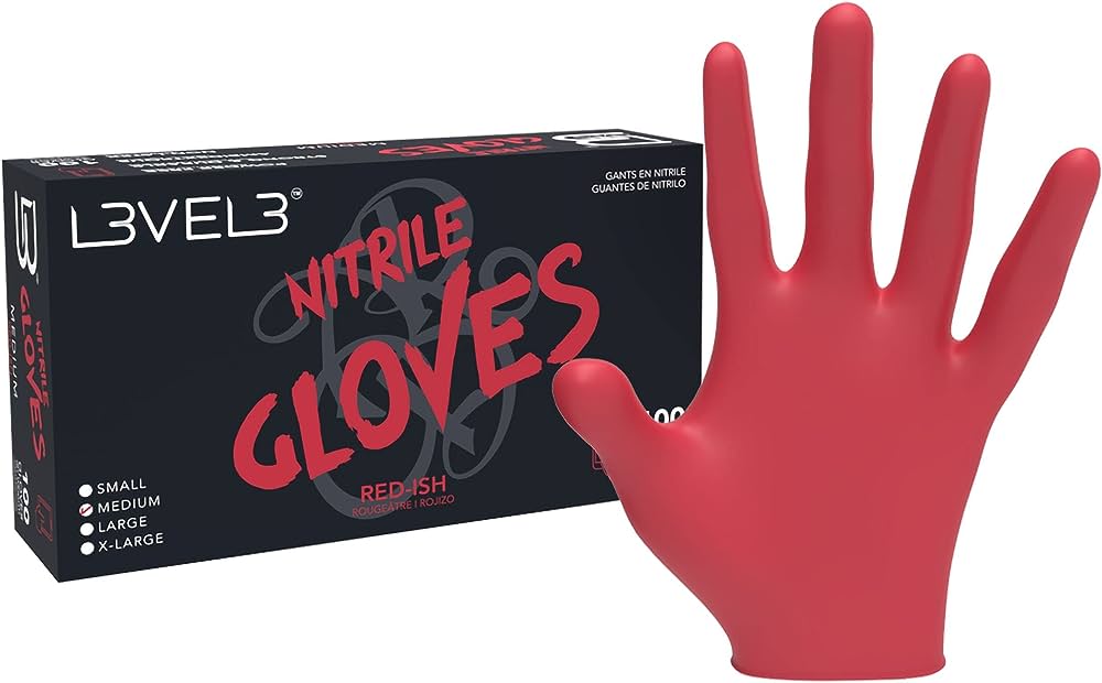L3VEL3 PROFESSIONAL NITRILE GLOVES - RED MEDIUM
