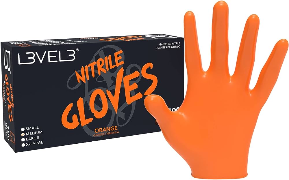 L3VEL3 PROFESSIONAL NITRILE GLOVES - ORANGE MEDIUM