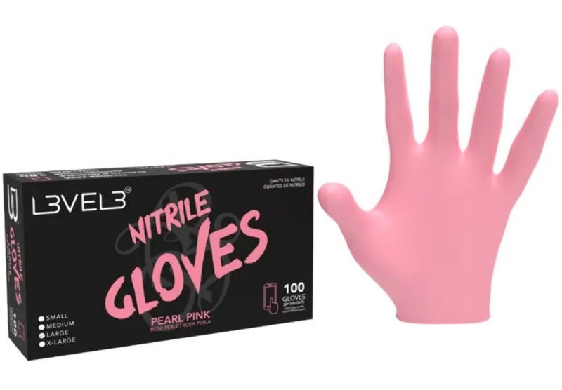 L3VEL3 PROFESSIONAL NITRILE GLOVES - PINK LARGE
