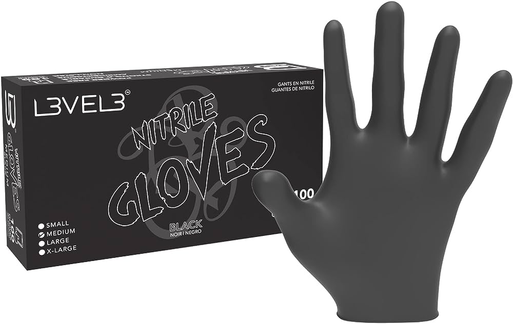L3VEL3 PROFESSIONAL NITRILE GLOVES - BLACK LARGE